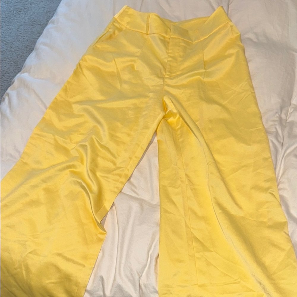 SHEIN Yellow Wide Leg Pants